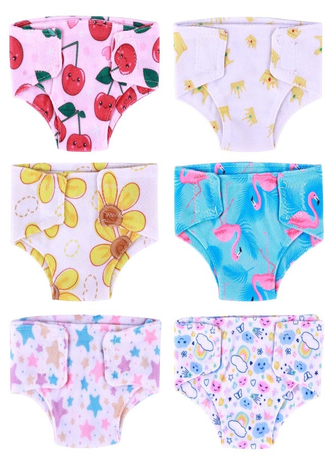 BABESIDE 6 Pcs Baby Doll Diapers Reusable for 12-15 Inch Babydolls, Bitty Baby Doll Accessories Dolls Diapers for Realistic Newborn Dolls Underwear - Image 1